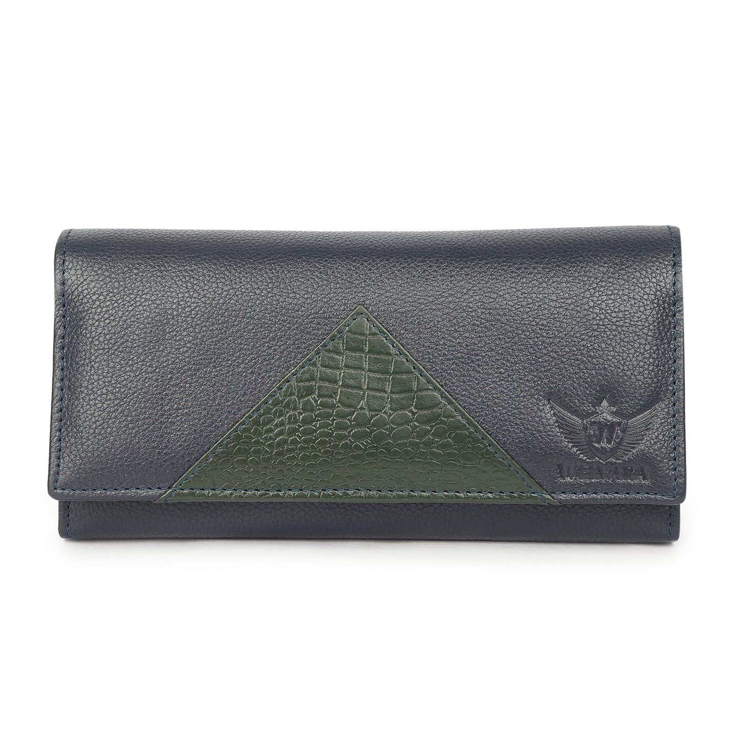 Premium Blue Leather Long Clutch Wallet
