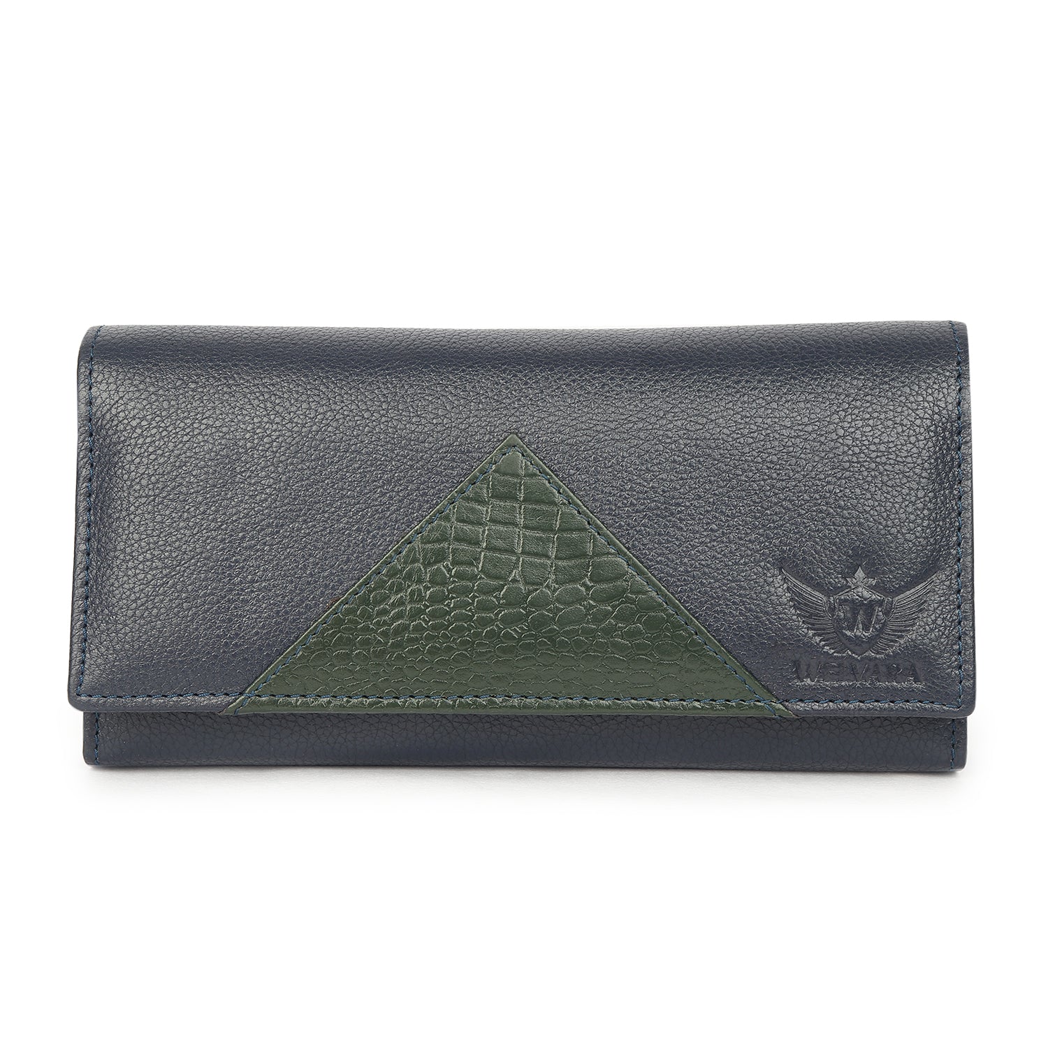 Premium Blue Leather Long Clutch Wallet