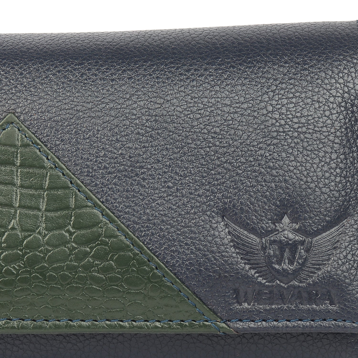 Premium Blue Leather Long Clutch Wallet