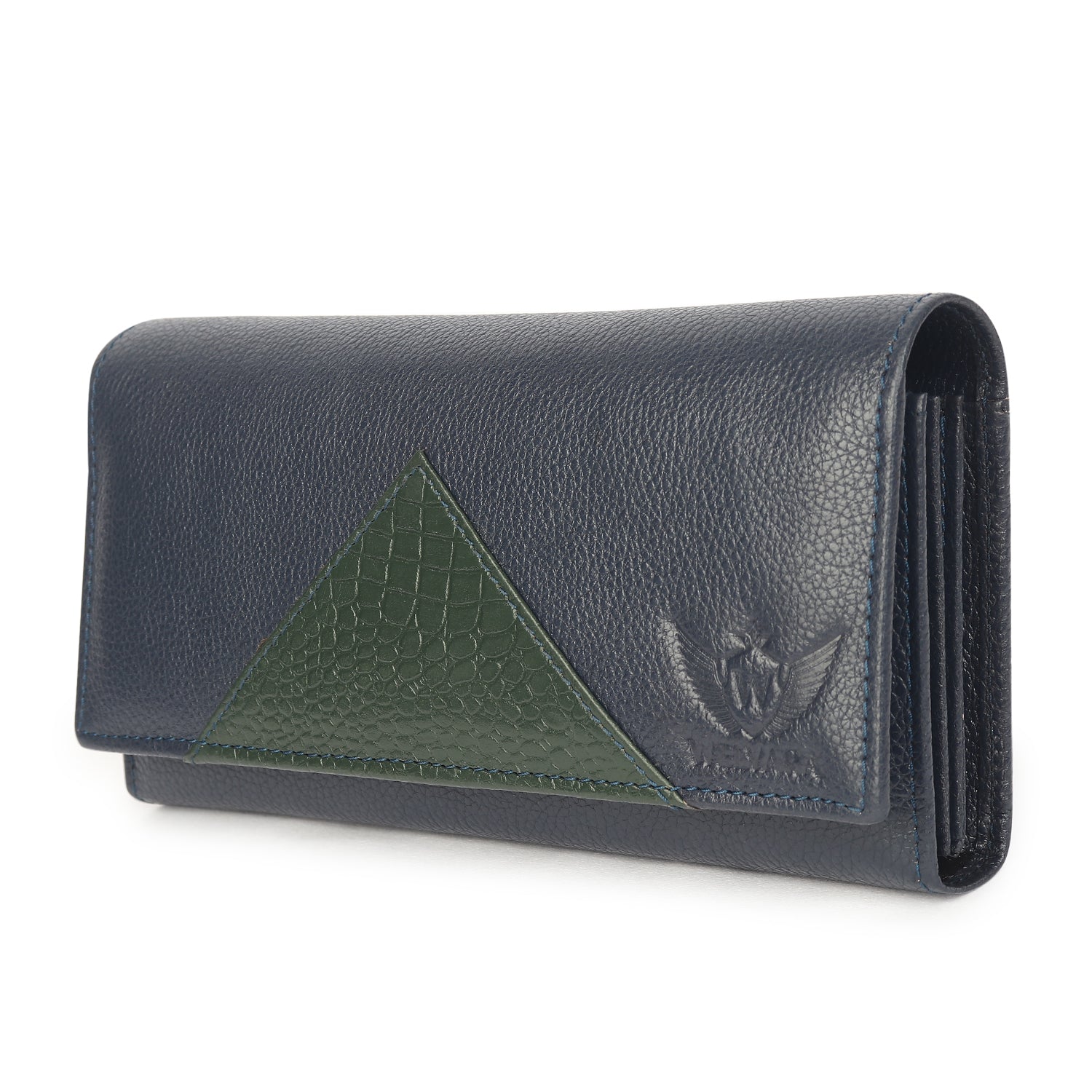 Premium Blue Leather Long Clutch Wallet