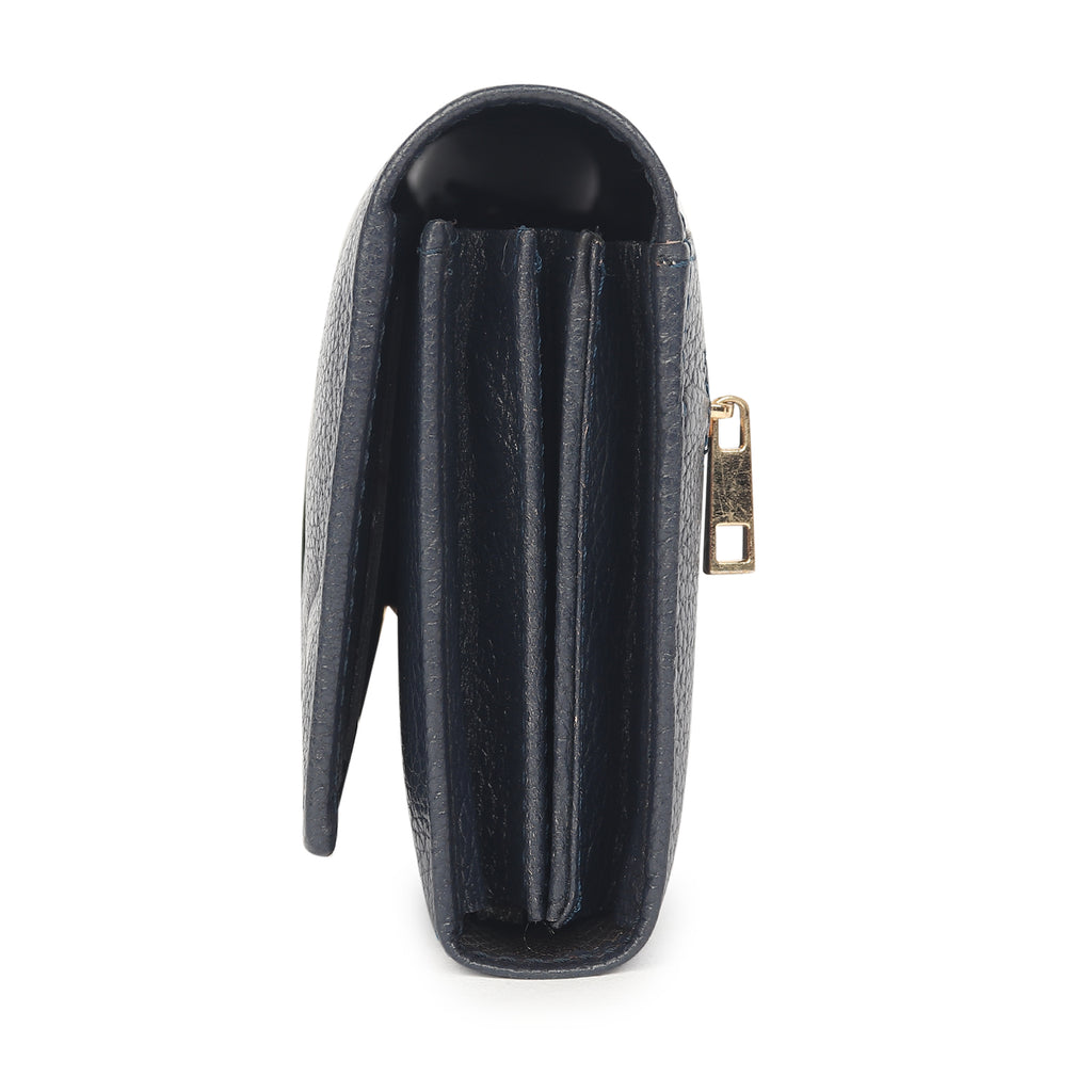 Premium Blue Leather Long Clutch Wallet
