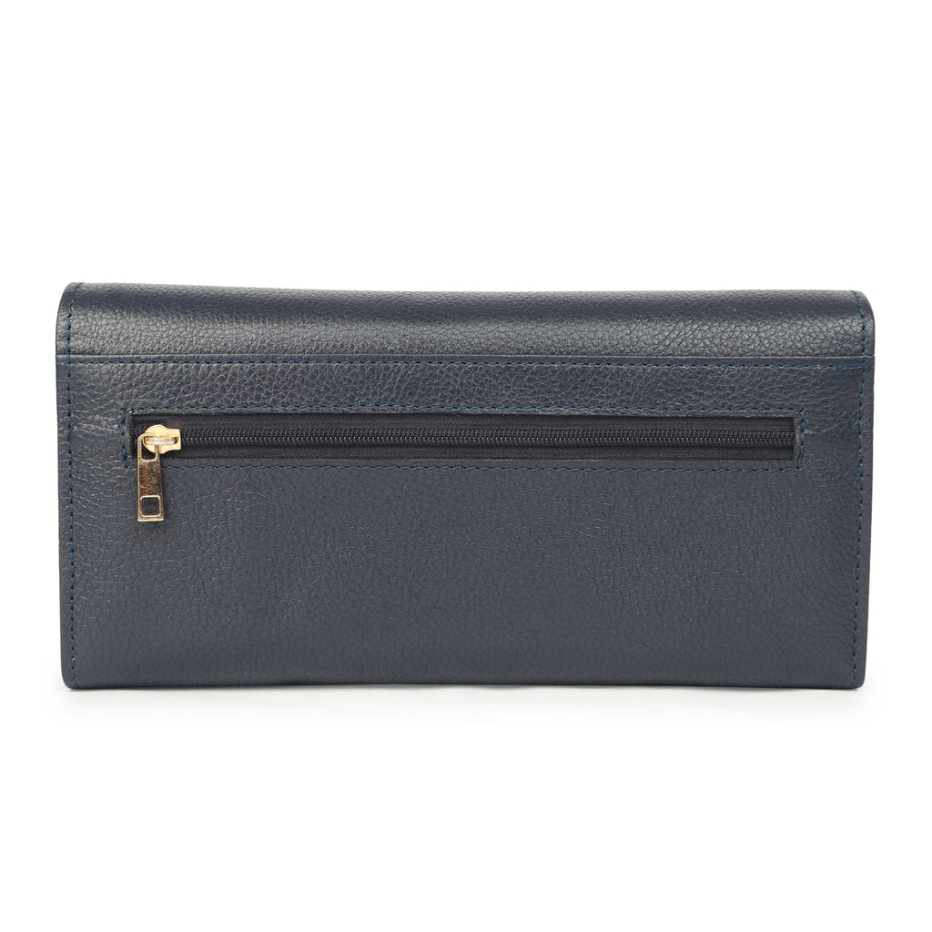 Premium Blue Leather Long Clutch Wallet