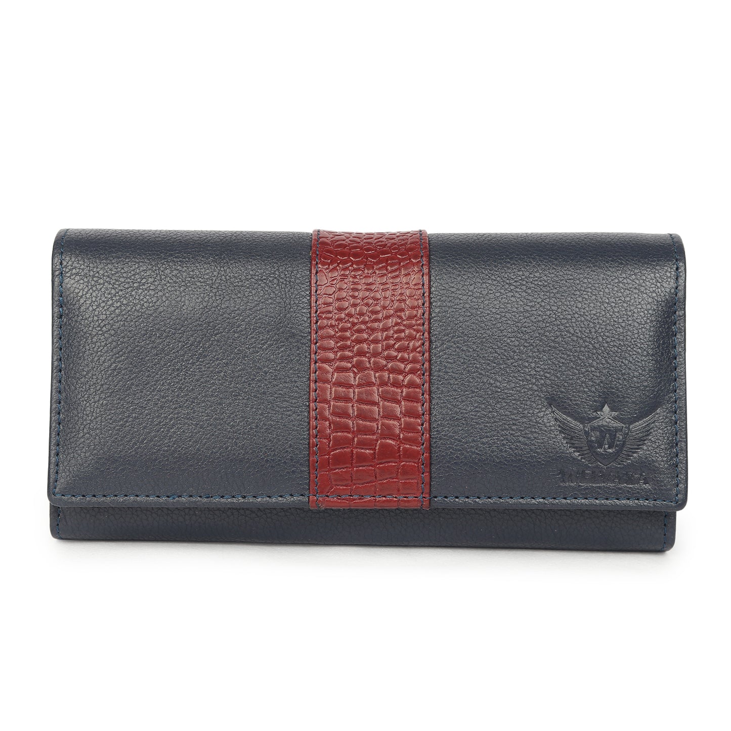 Premium Blue Leather Long Clutch Wallet