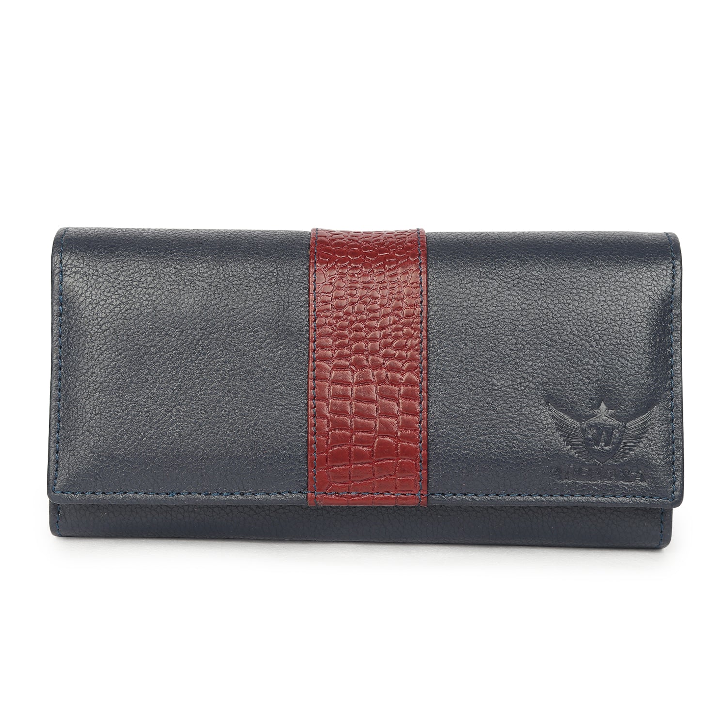 Premium Blue Leather Long Clutch Wallet
