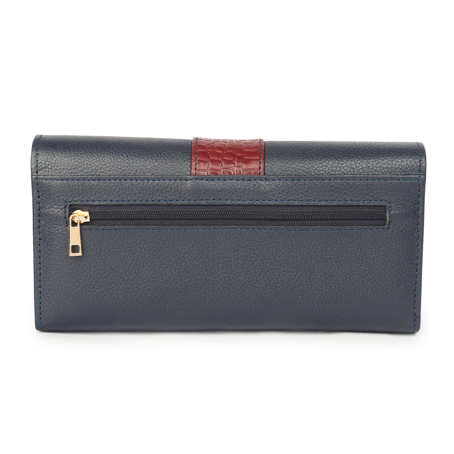 Premium Blue Leather Long Clutch Wallet