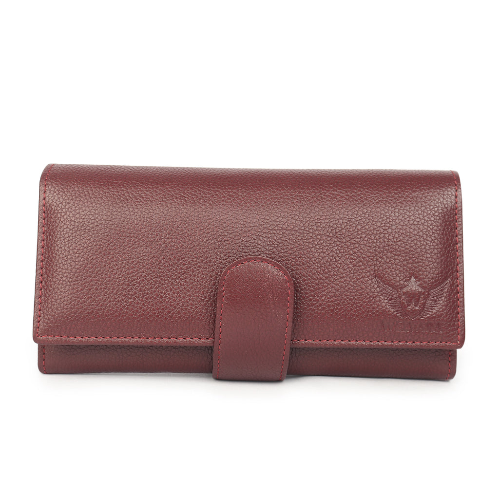 Premium Maroon Leather Long Clutch Wallet