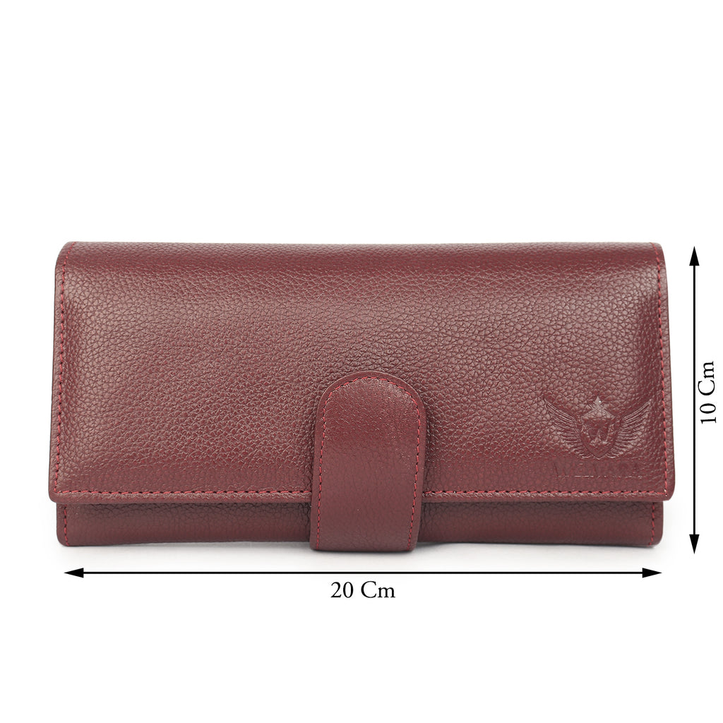 Premium Maroon Leather Long Clutch Wallet