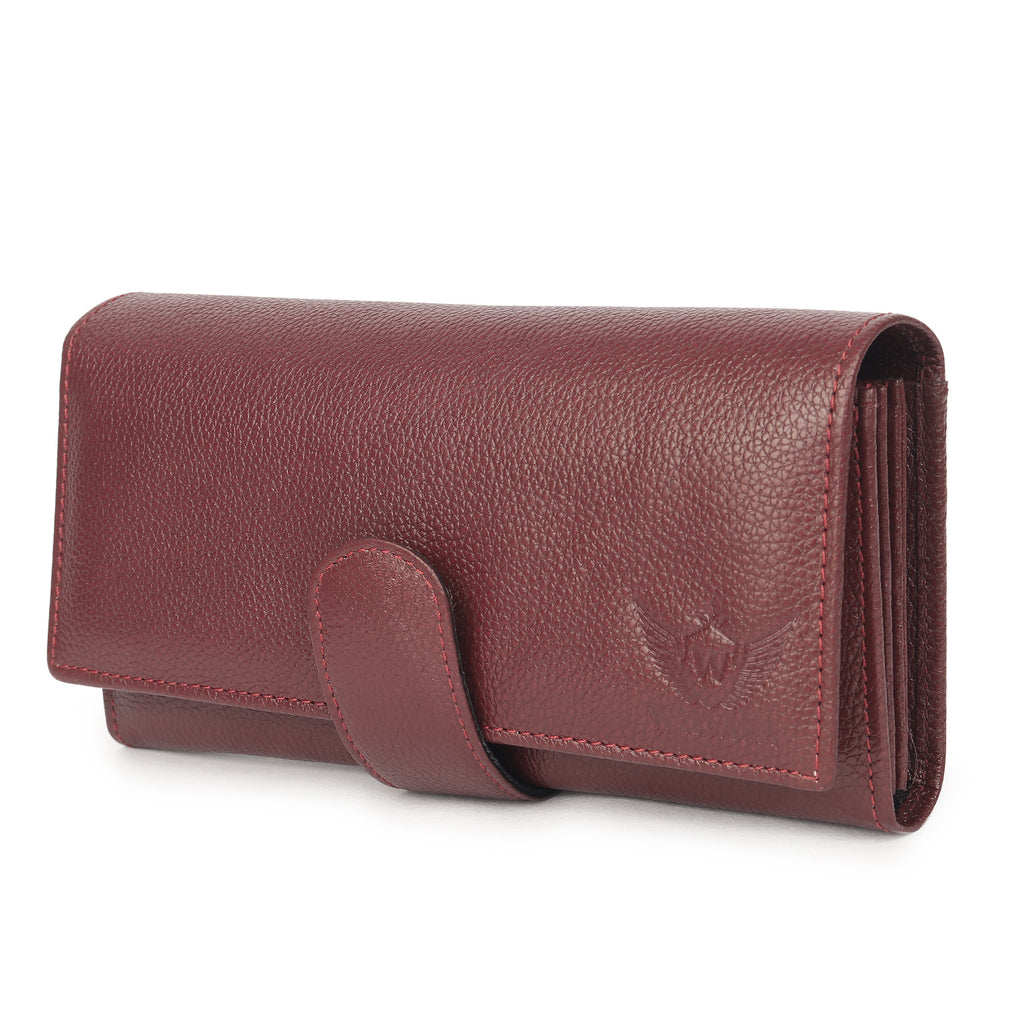 Premium Maroon Leather Long Clutch Wallet