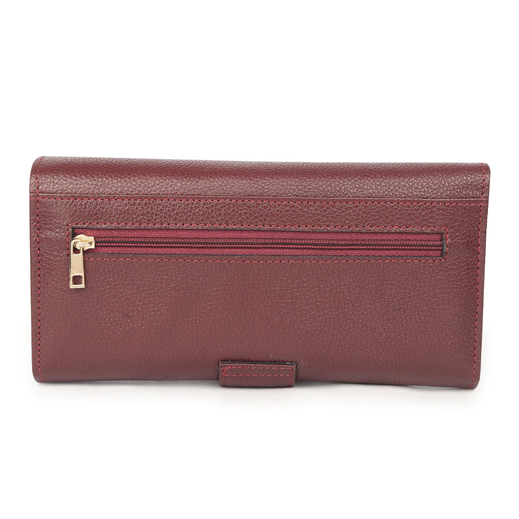 Premium Maroon Leather Long Clutch Wallet