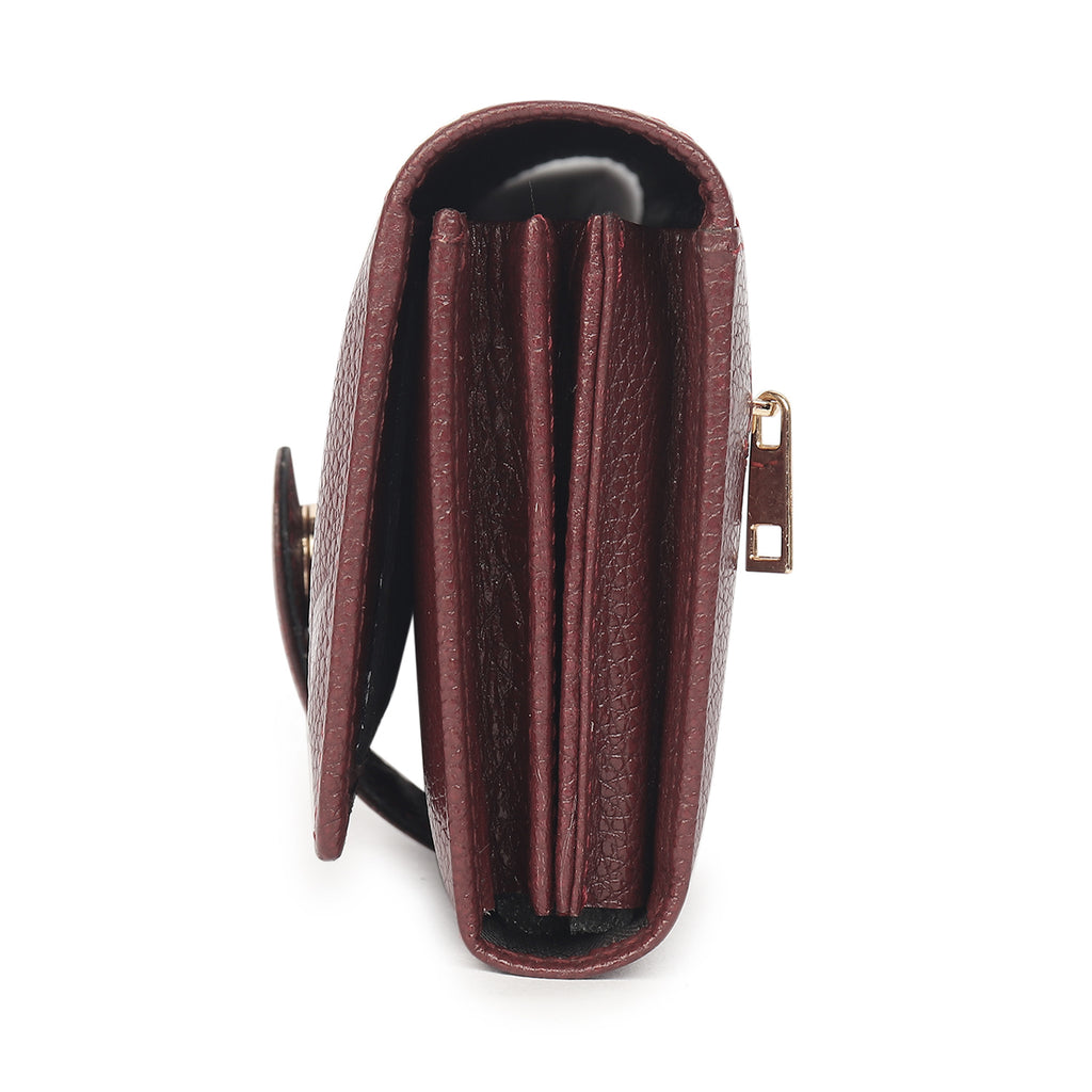 Premium Maroon Leather Long Clutch Wallet