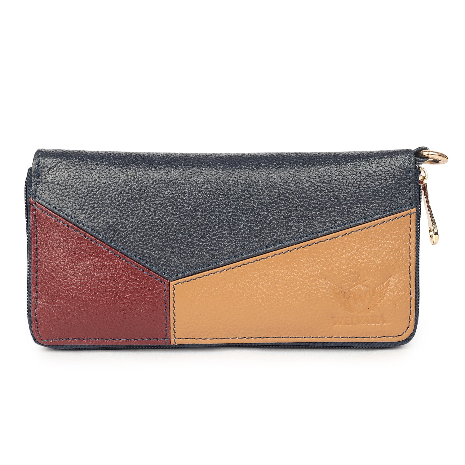 Premium Blue Leather Long Clutch Wallet