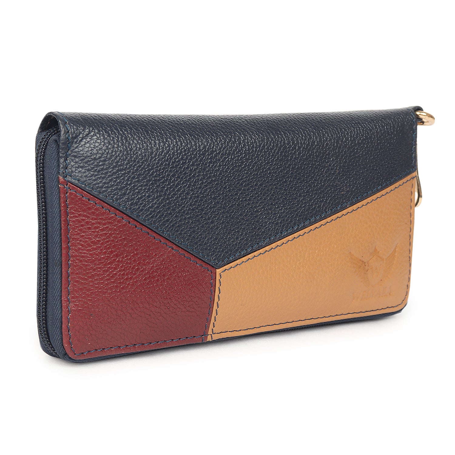 Premium Blue Leather Long Clutch Wallet