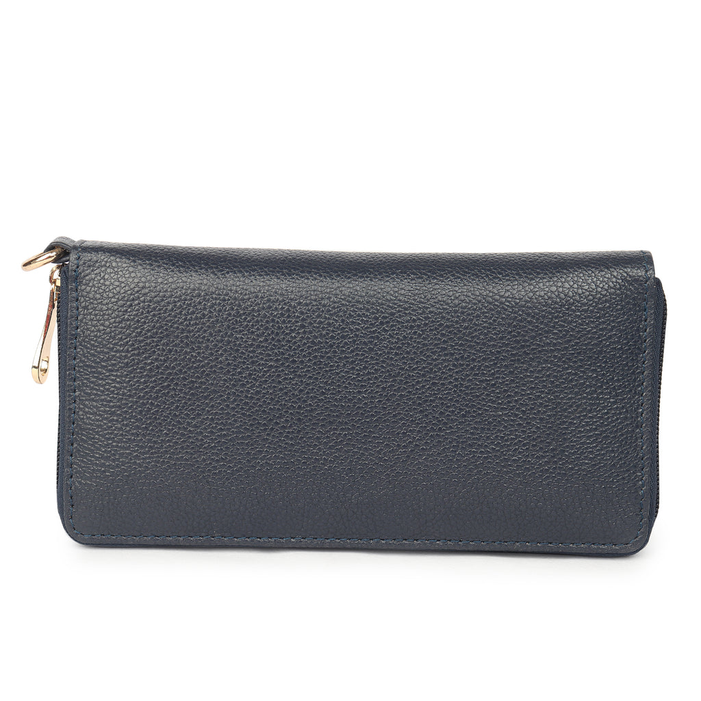 Premium Blue Leather Long Clutch Wallet