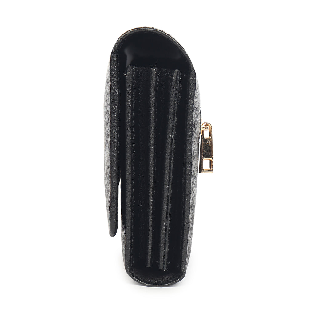 Premium Black Leather Long Clutch Wallet