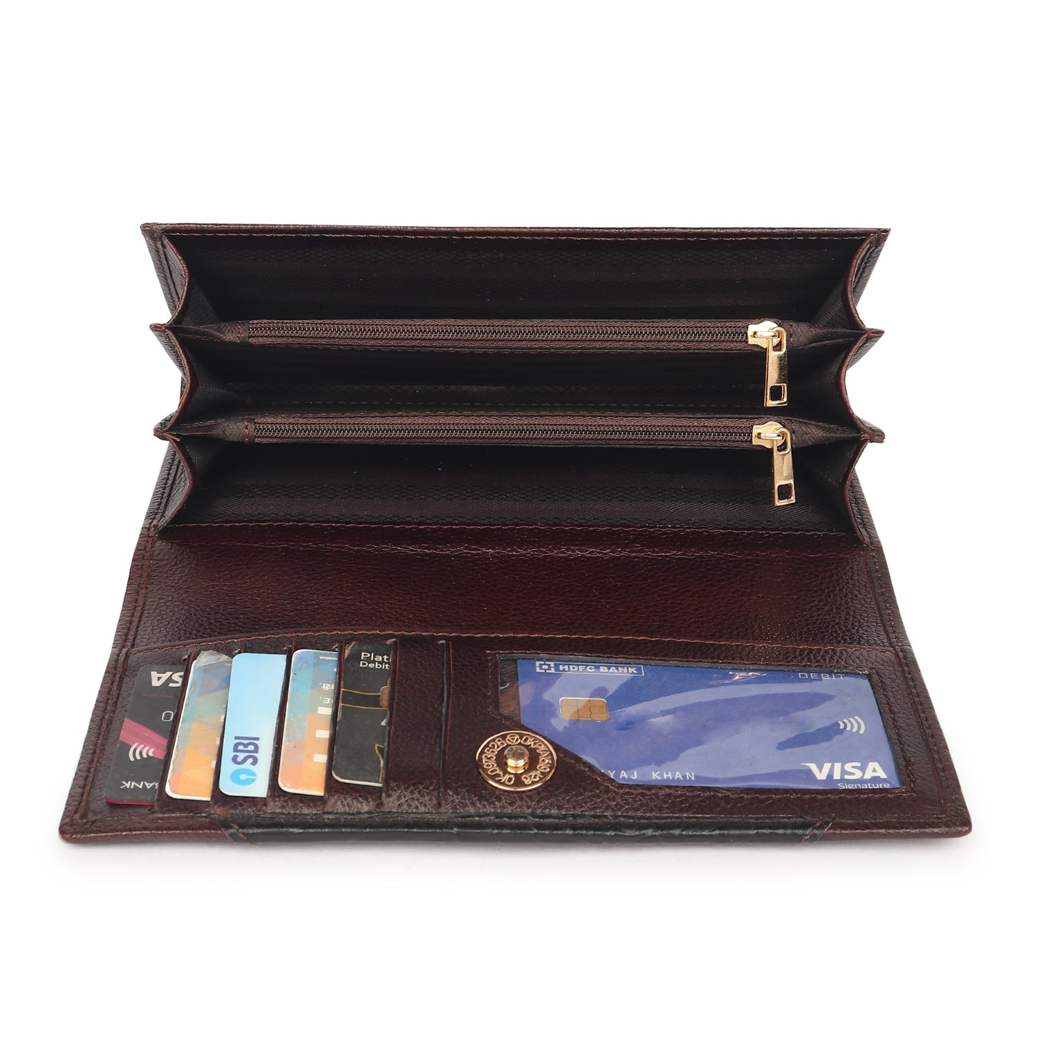 Premium Brown Leather Long Clutch Wallet