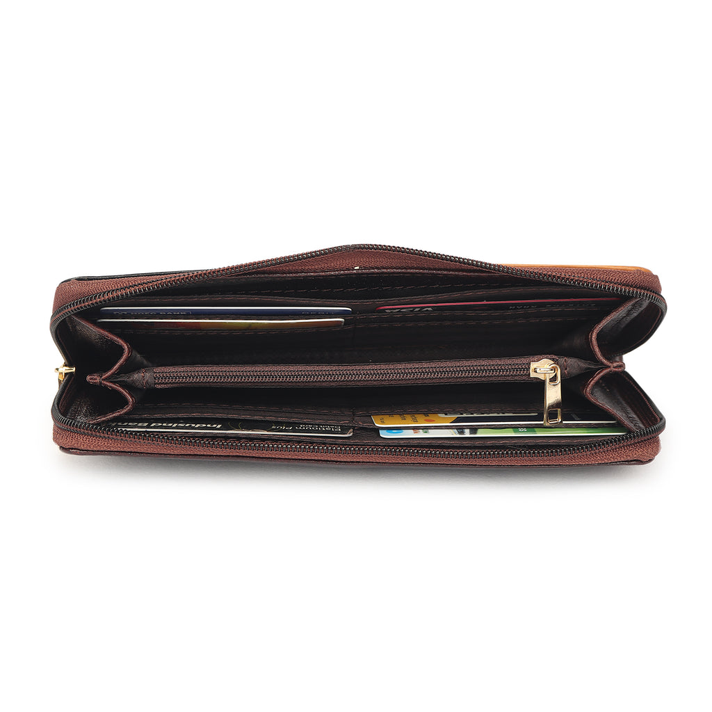 Premium Brown Leather Long Clutch Wallet