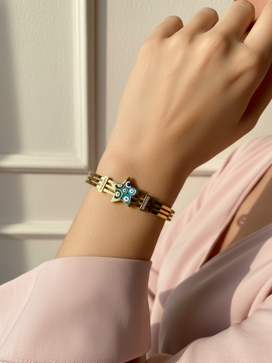 Colorful Star Evil Eye Gold Plated Fashion Bracelet for Women & Girls